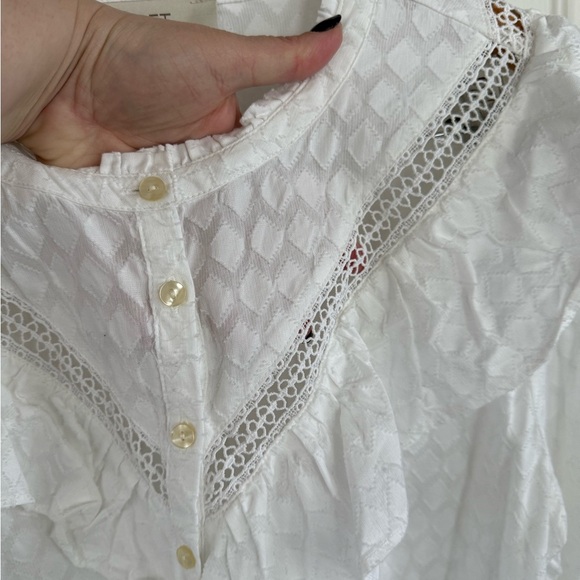 LOFT Ivory Textured Ruffle Blouse - Picture 2 of 7